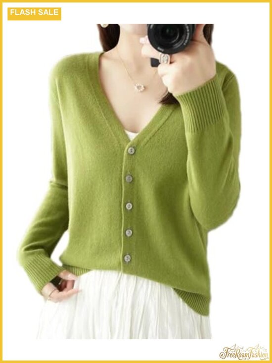 Sweaters - Women's Long Sleeve Lightweight Button Cardigan Thin Sweater